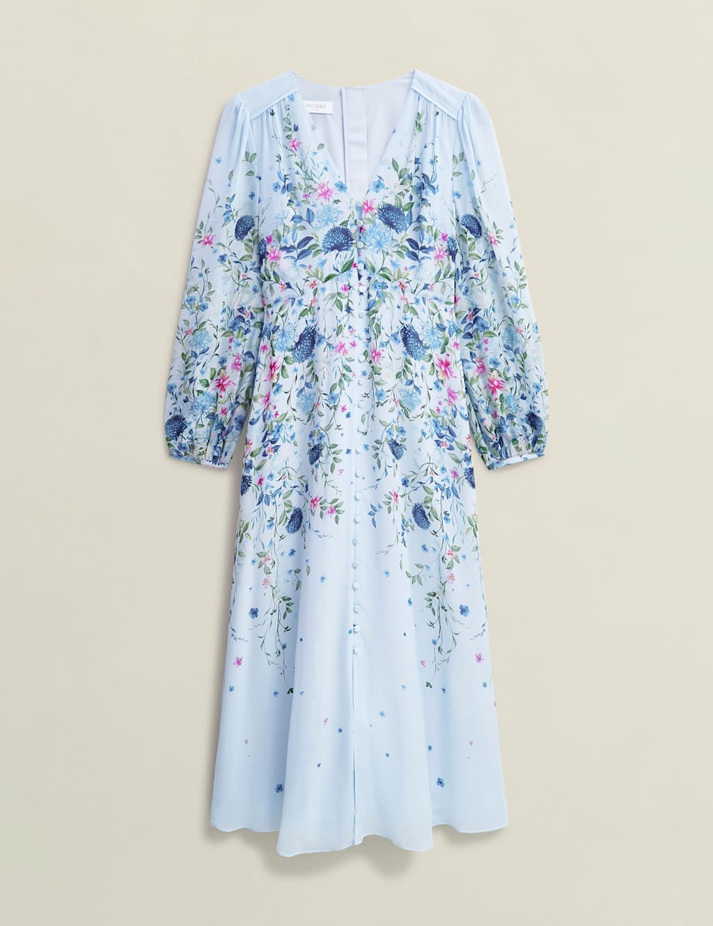 Pure Silk Floral V-Neck Midi Skater Dress 2 of 6