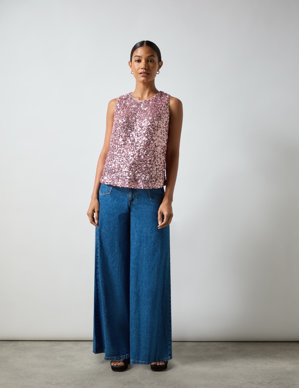 Sequin Round Neck Shell Top 2 of 5