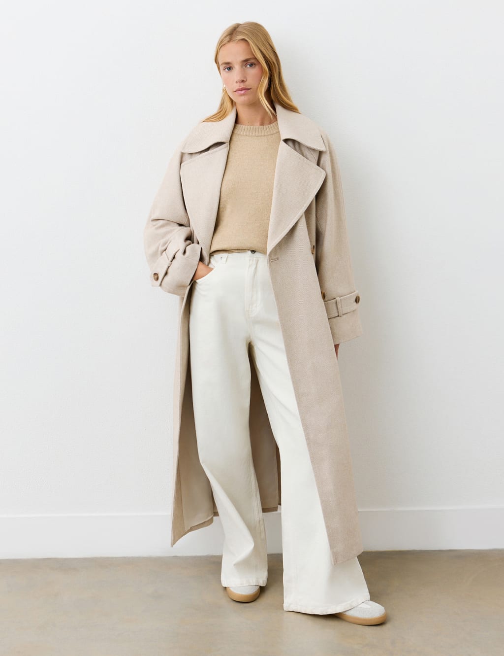Belted Double Breasted Longline Trench Coat 2 of 6