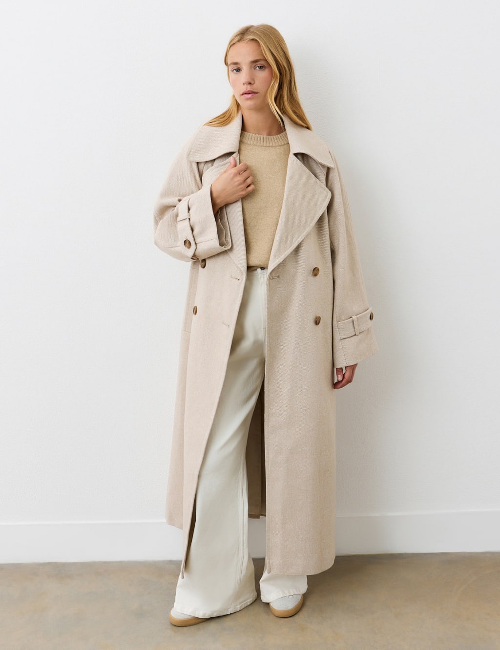 Belted Double Breasted Longline Trench Coat 3 of 6
