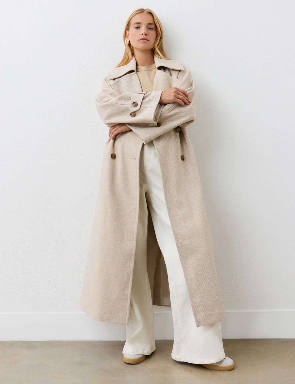 Belted Double Breasted Longline Trench Coat 4 of 6