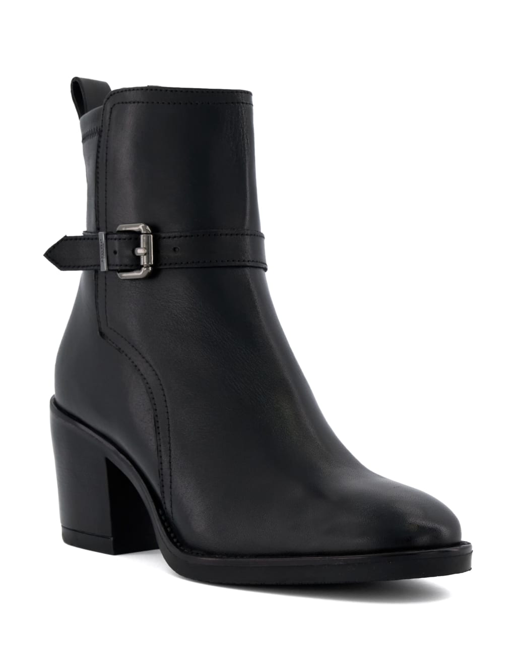 Leather Chelsea Buckle Block Heel Boots 2 of 4