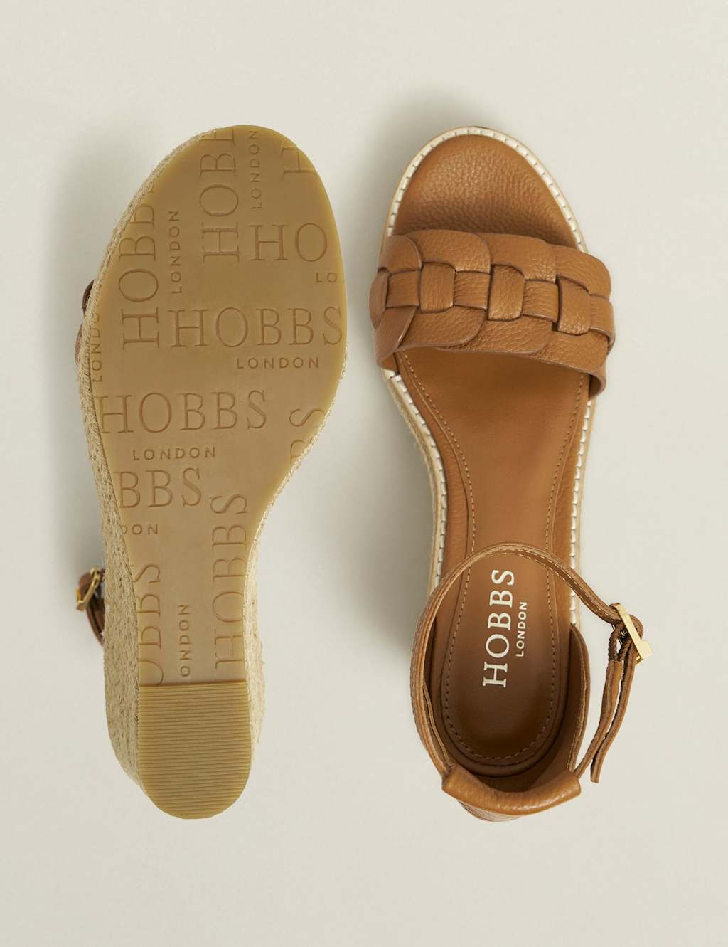 Leather Woven Ankle Strap Wedge Espadrilles 5 of 6
