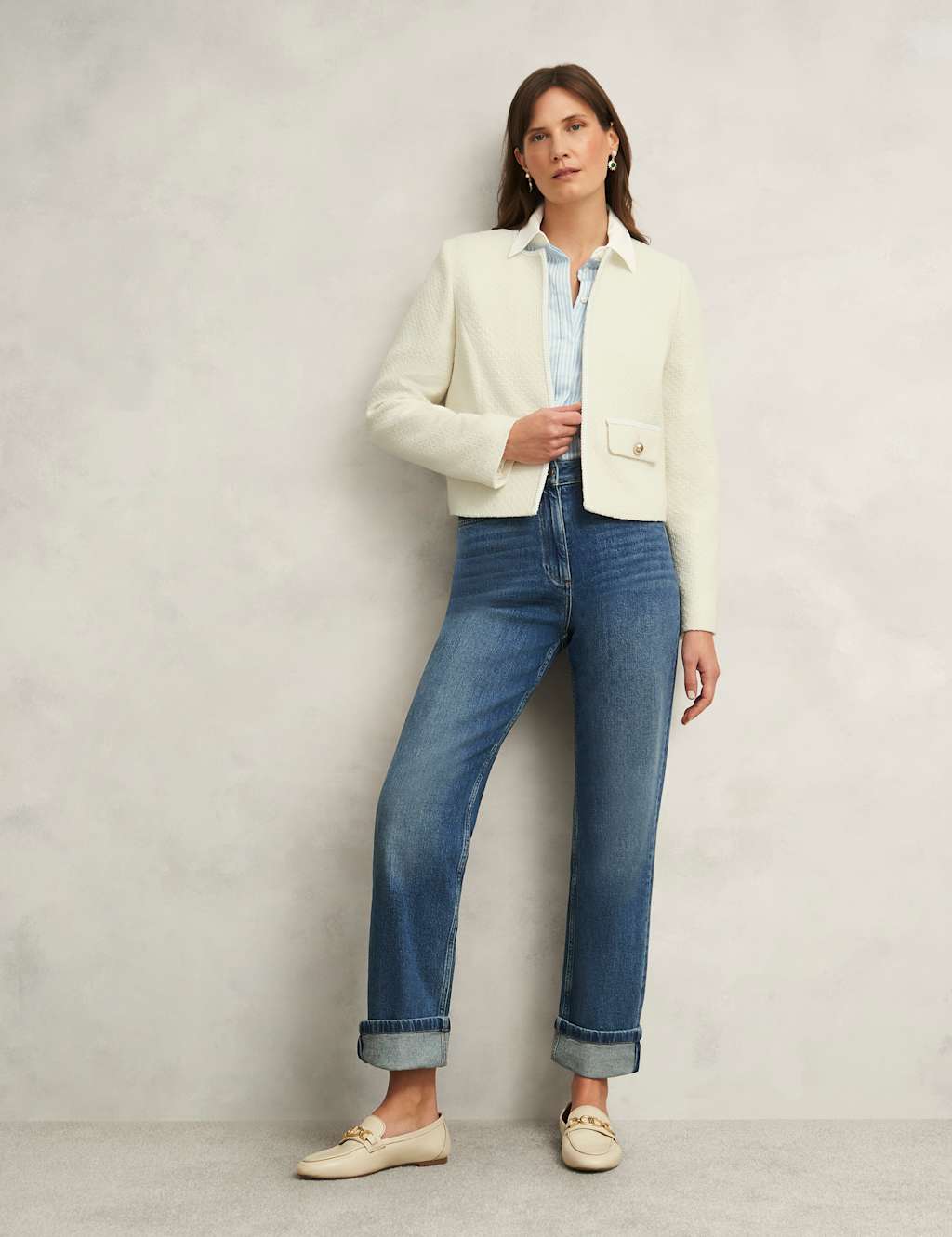 Cotton Rich Textured Collarless Jacket 3 of 6