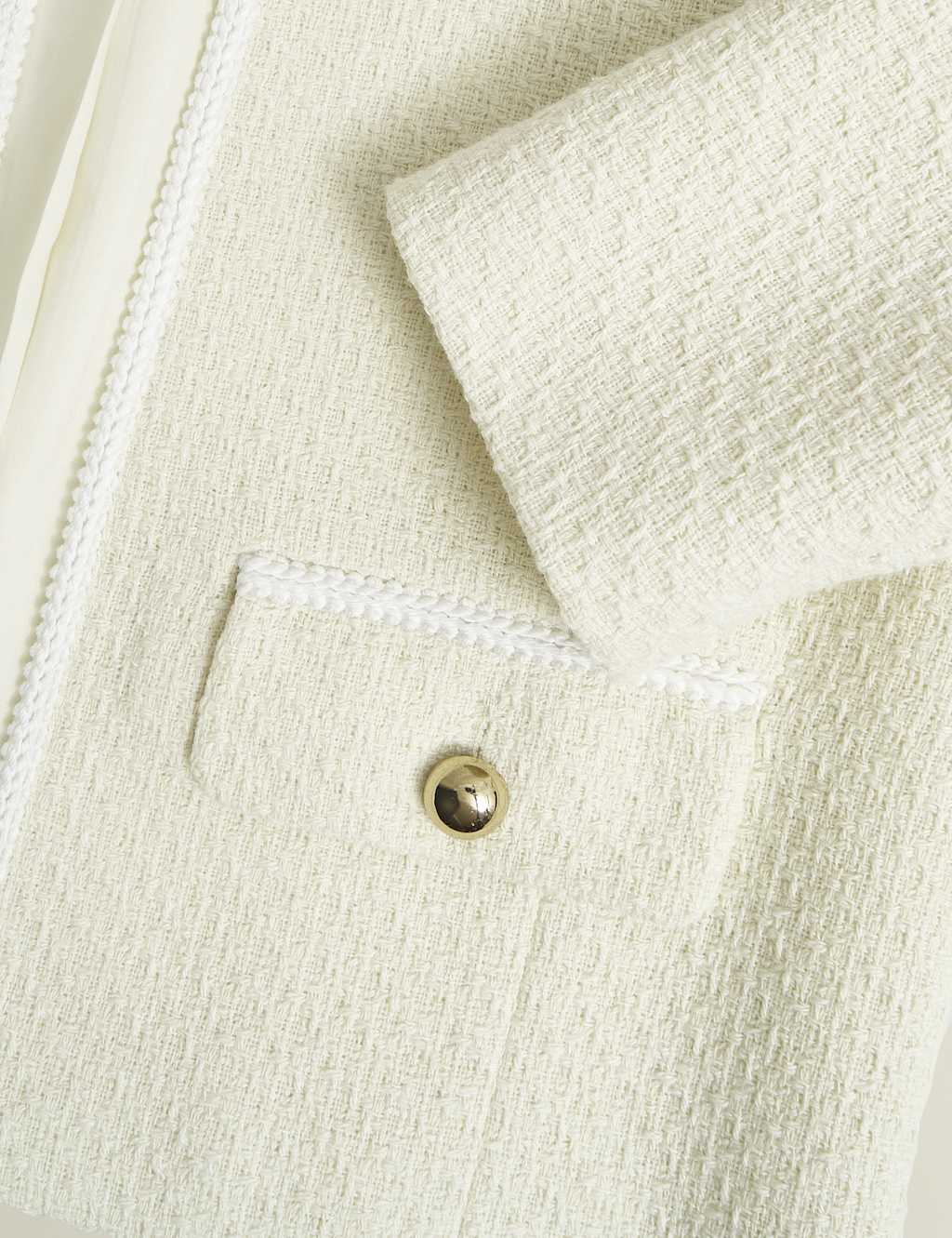 Cotton Rich Textured Collarless Jacket 6 of 6