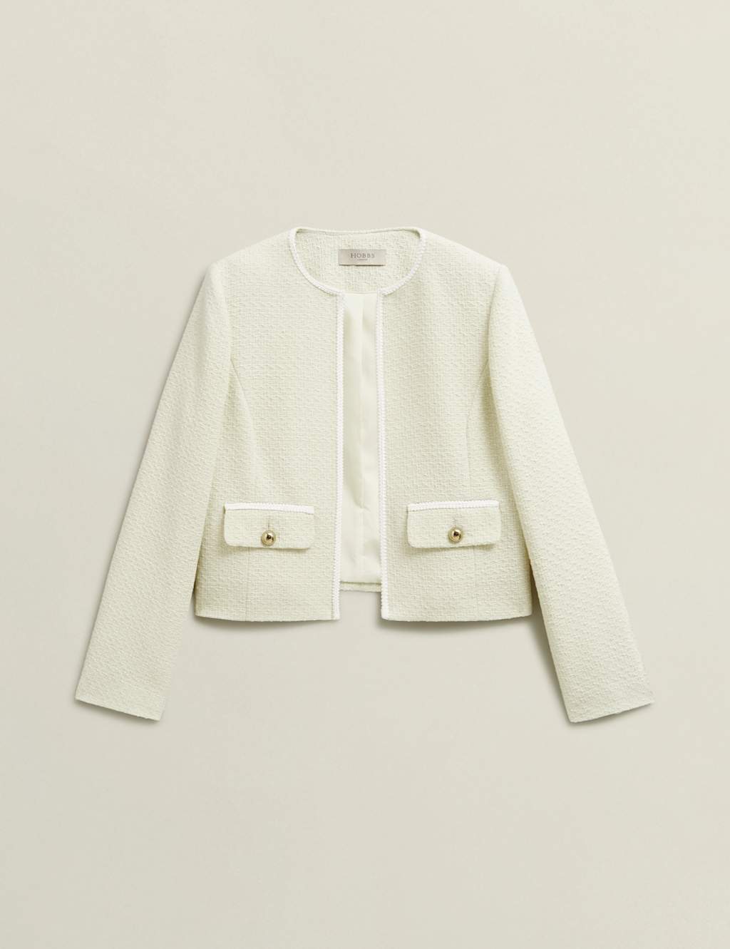 Cotton Rich Textured Collarless Jacket 2 of 6