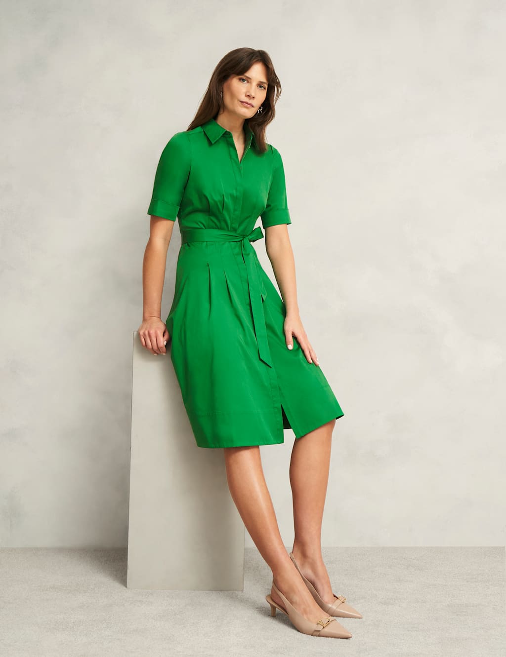 Cotton Rich Belted Midi Shirt Dress 3 of 8