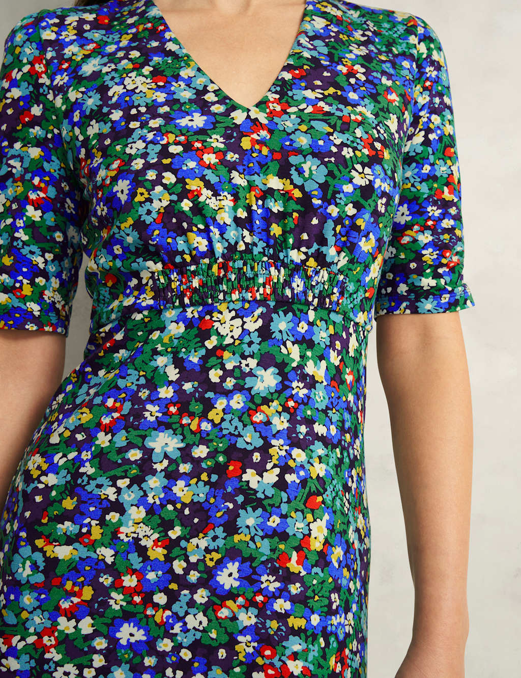 Jersey Floral V-Neck Midi Tea Dress 5 of 8