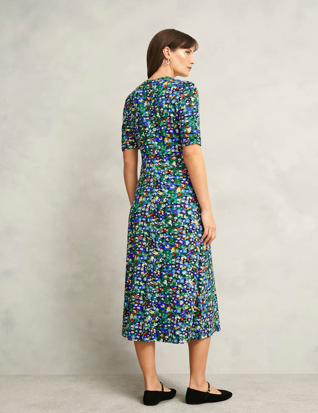 Jersey Floral V-Neck Midi Tea Dress 6 of 8