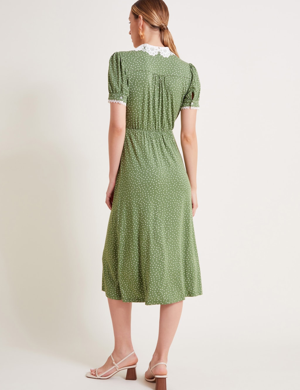 Polka Dot Jersey Collared Midi Shirt Dress Monsoon M S