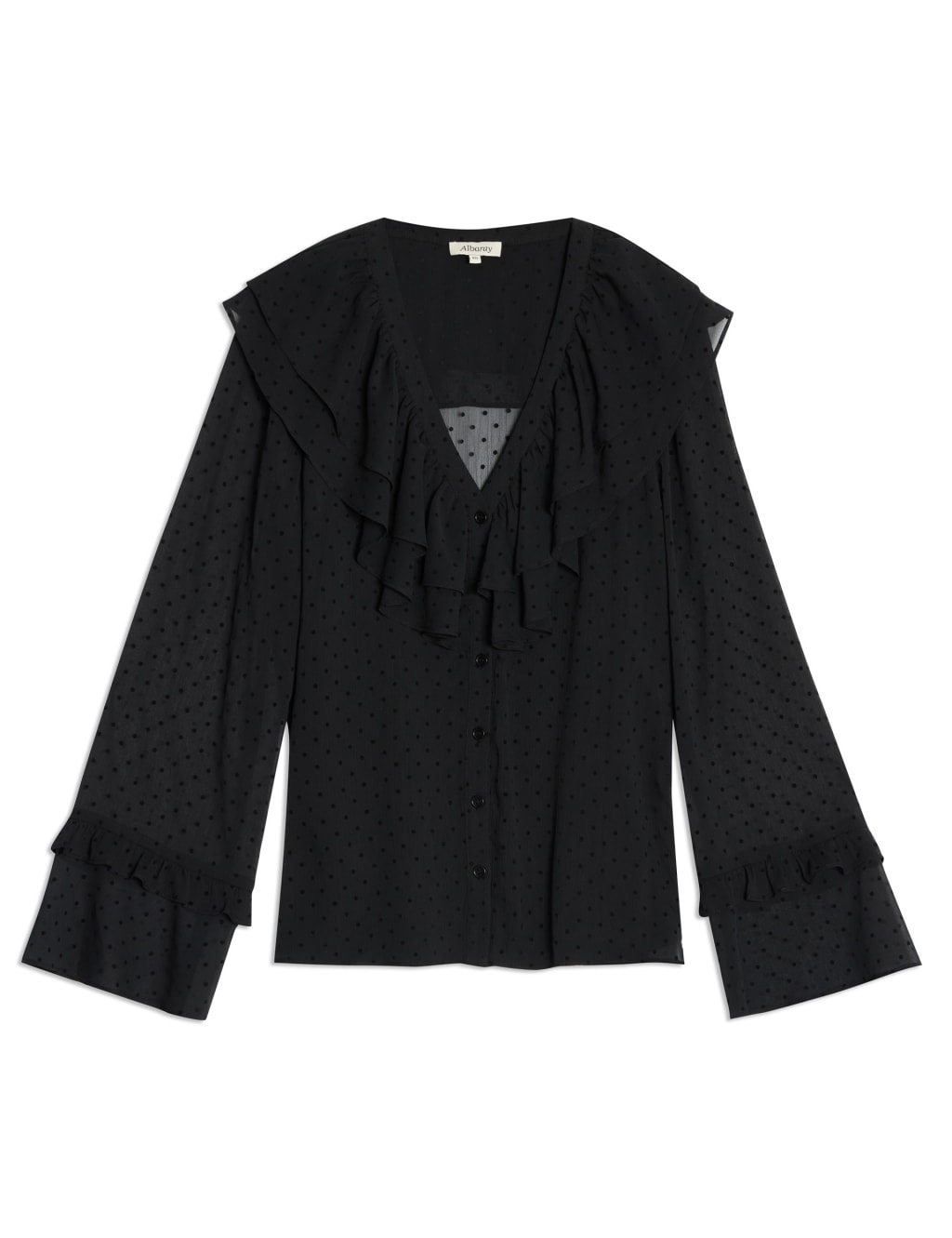 Flocked Spot Ruffle Blouse 2 of 5