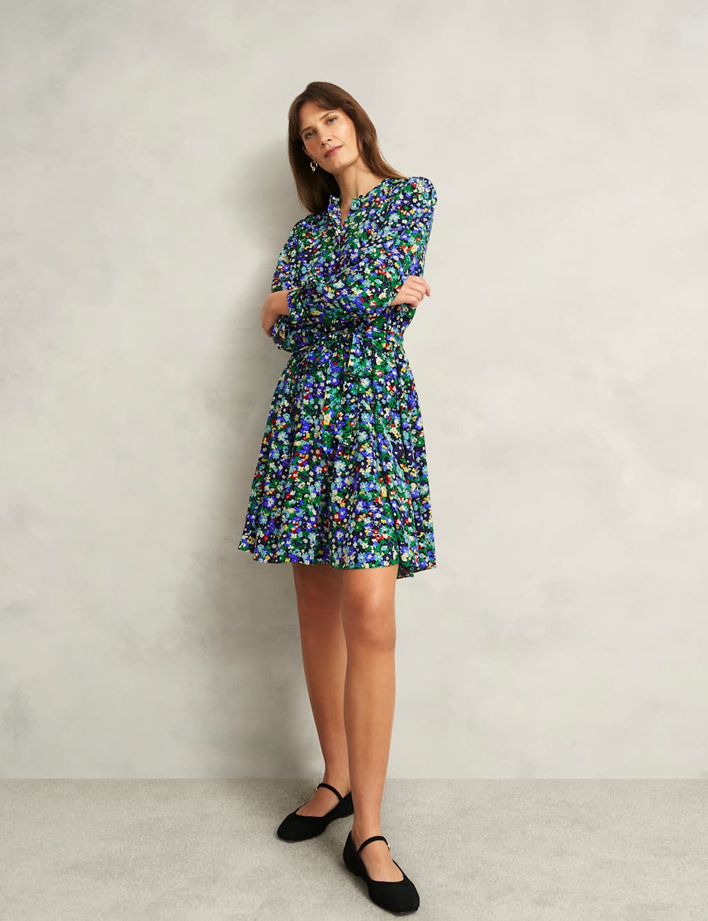 Floral Blouson Sleeve Mini Skater Dress 3 of 10