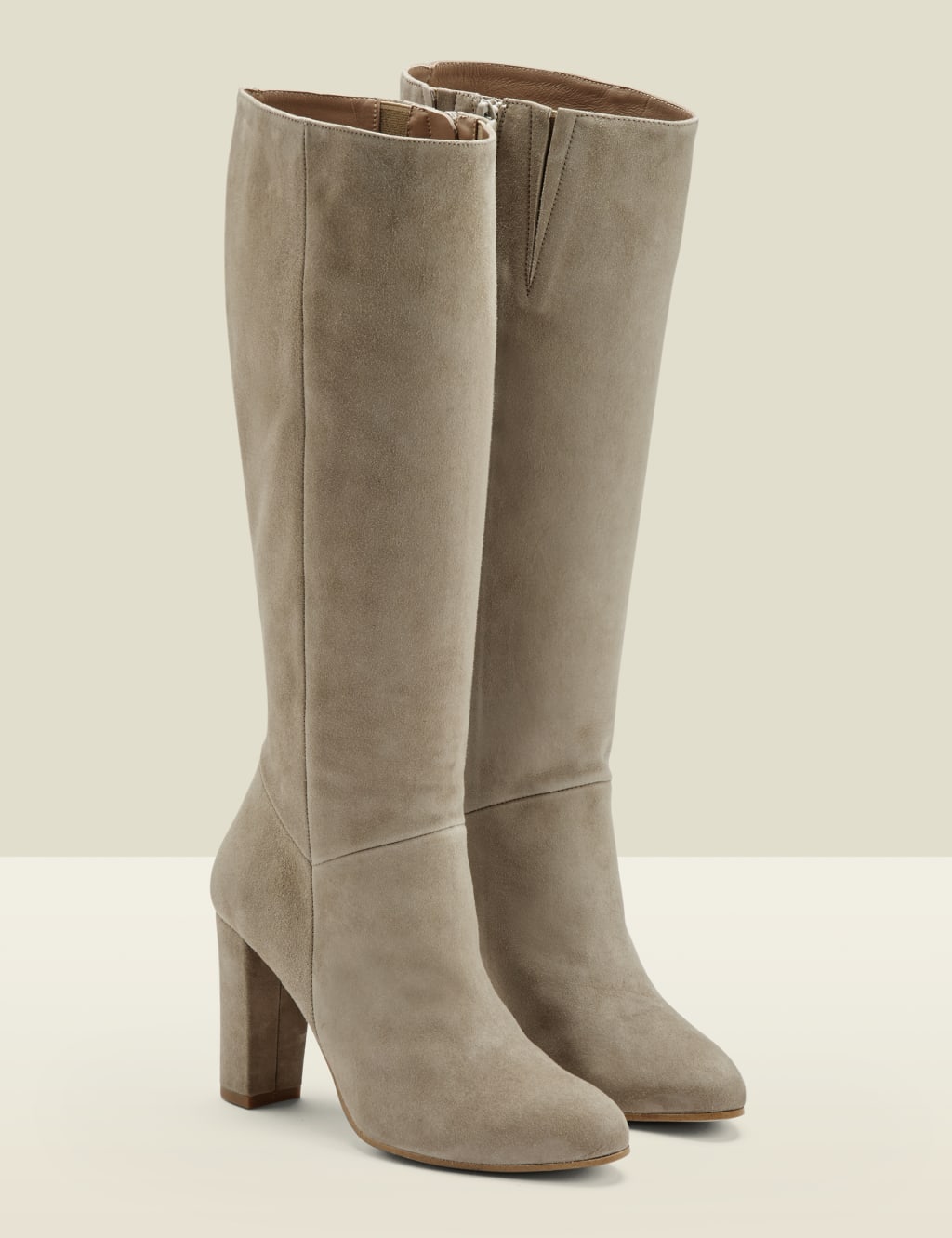 Suede calf high boots top