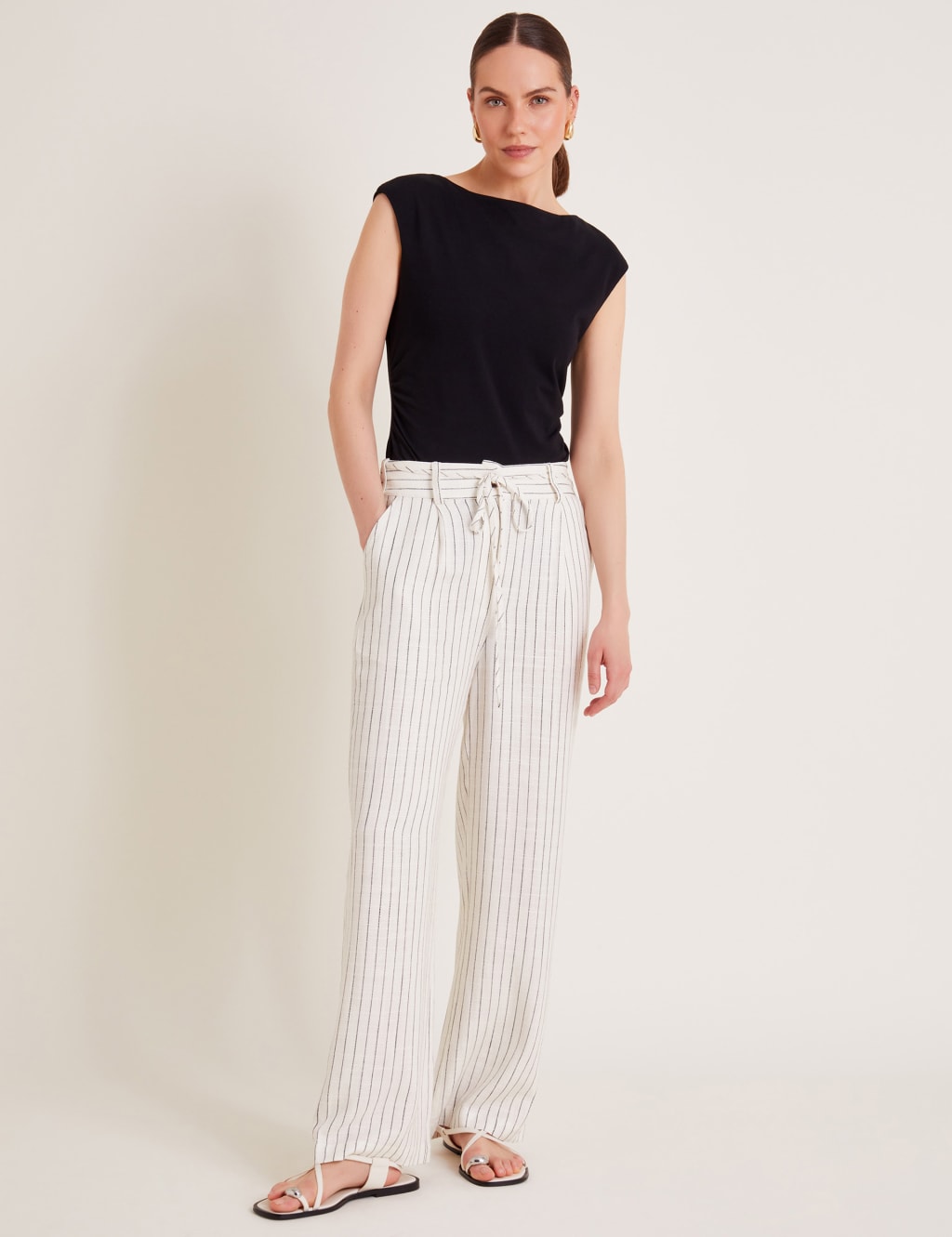 Striped palazzo trousers cheap