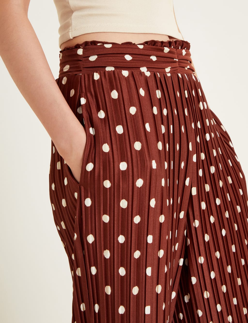 Polka Dot Elasticated Waist Wide Leg Culottes Monsoon M S