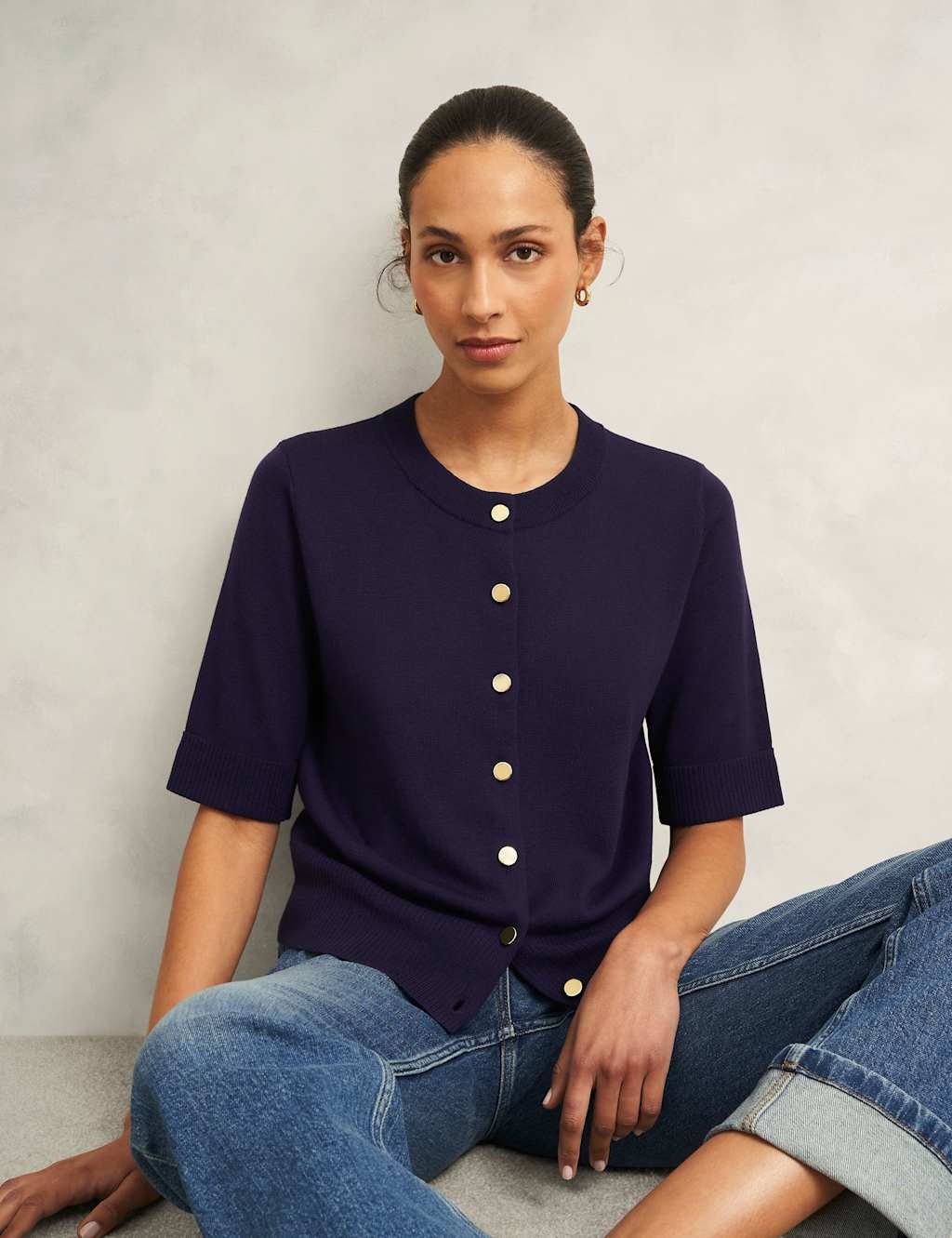 Crew Neck Cardigan with Wool 6 of 8