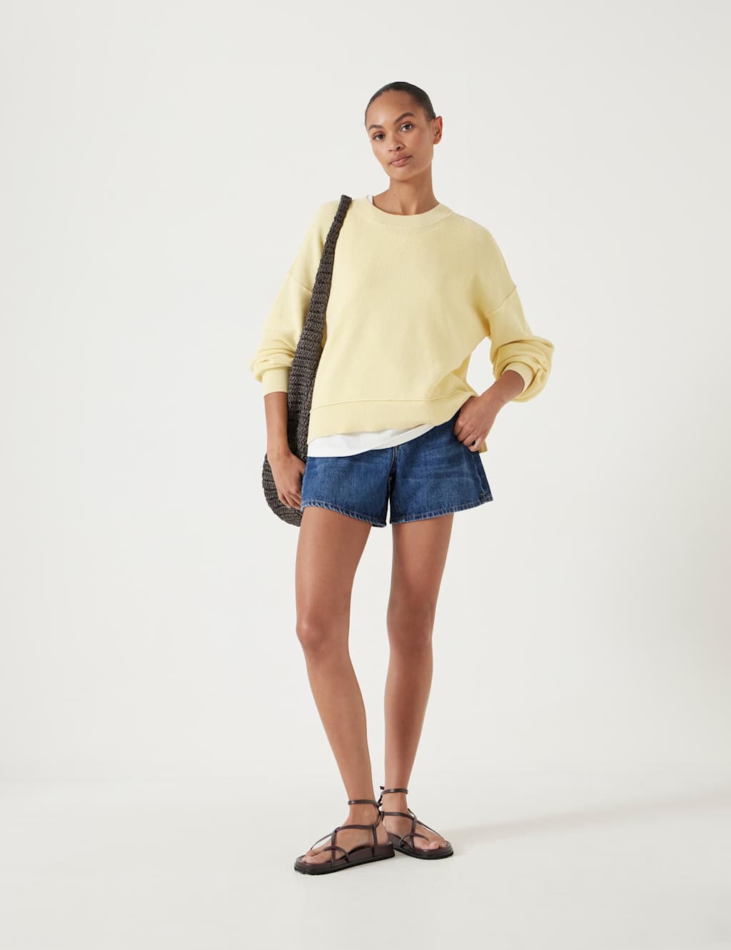 Pure Cotton Ribbed Textured Crew Neck Jumper 4 of 5