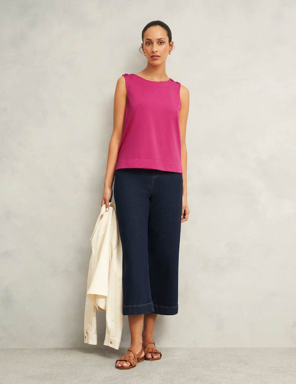 Pure Cotton Button Detail Top 3 of 6