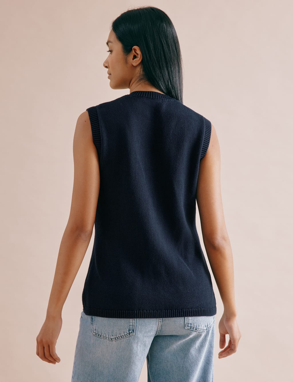 Pure Cotton Knitted Longline Waistcoat 4 of 5