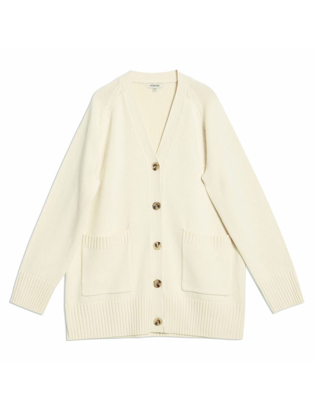 V-Neck Button Front Longline Cardigan with Wool 2 of 6