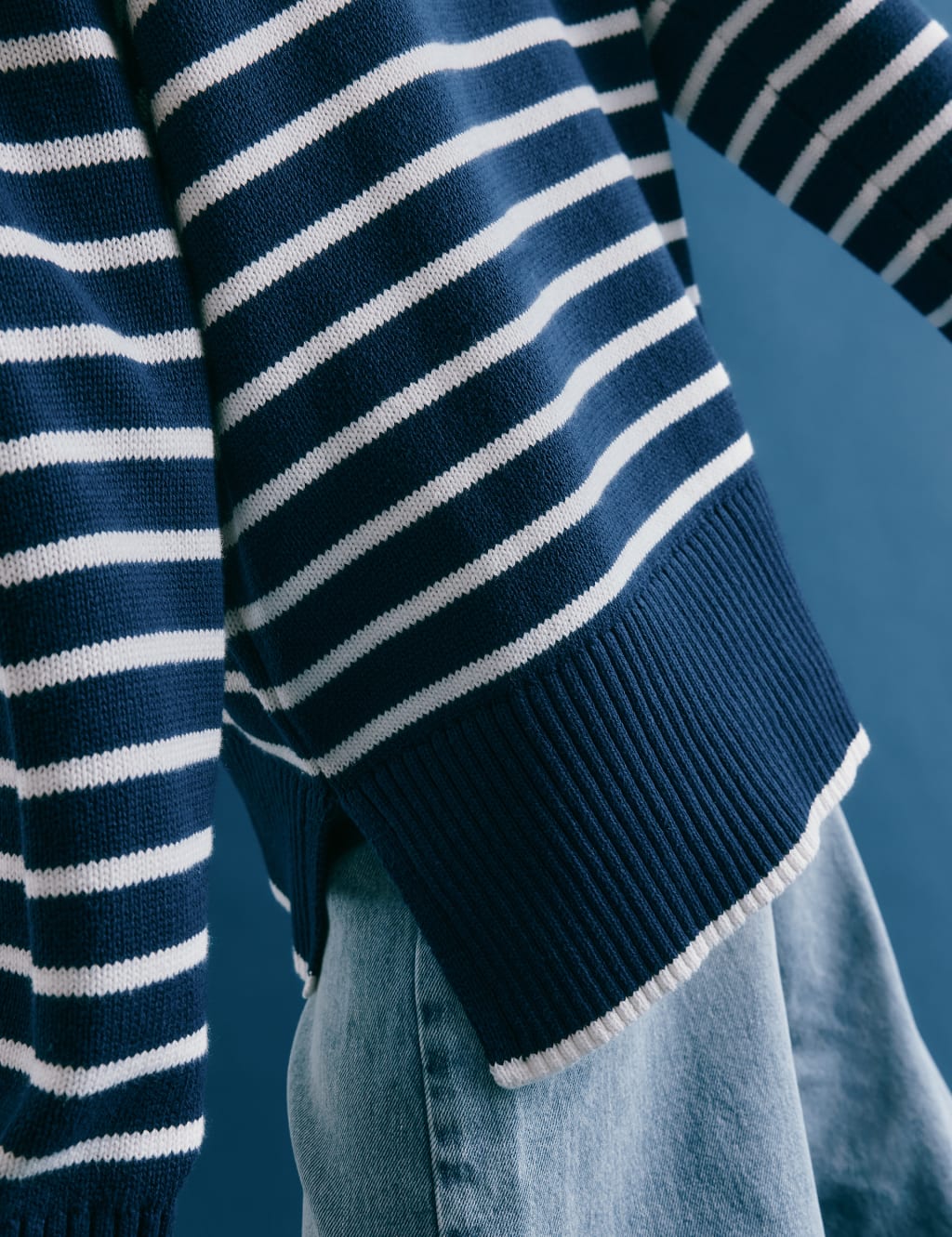 Pure Cotton Striped Stepped Hem Jumper 5 of 5