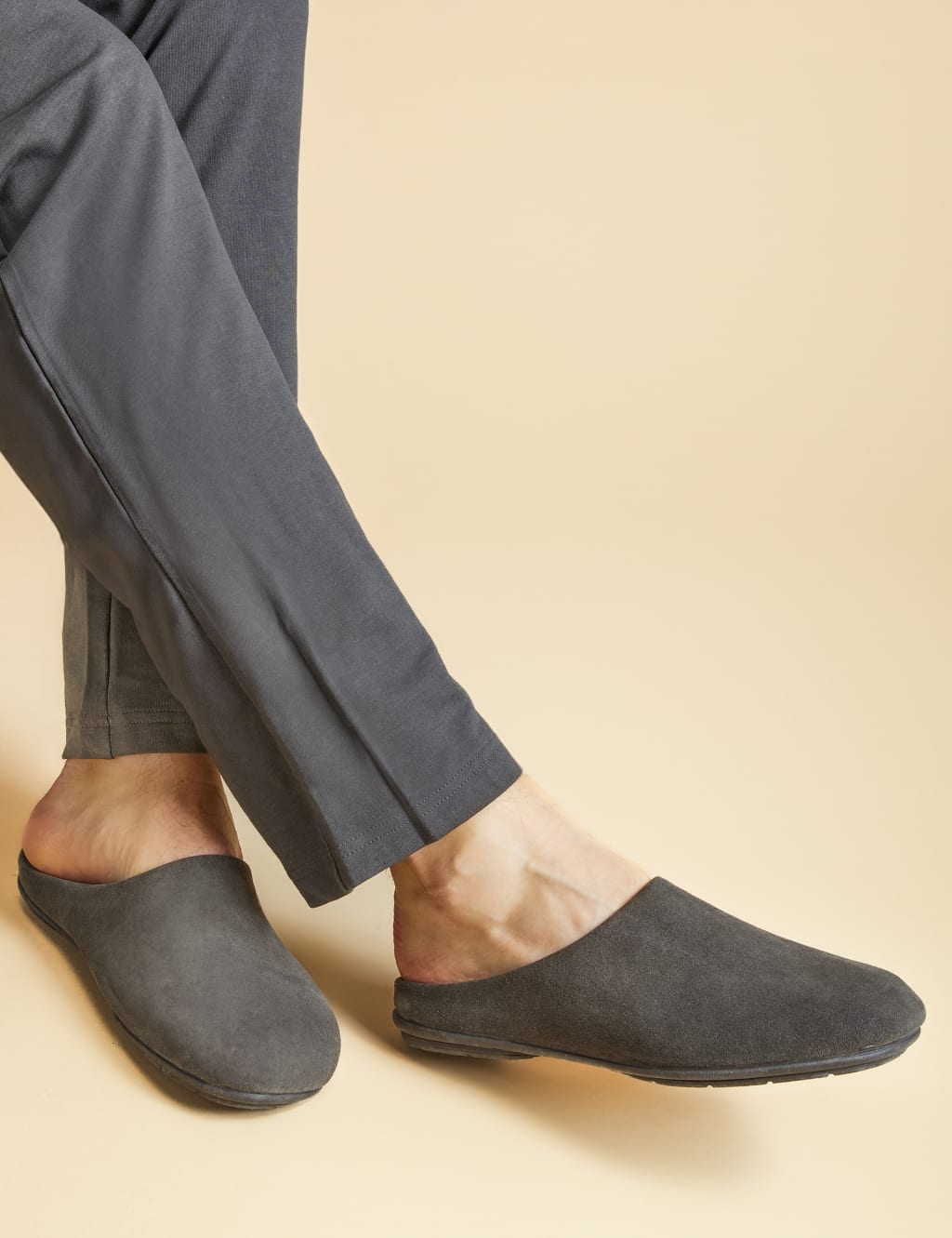 Fleece lined suede slipper soles sales