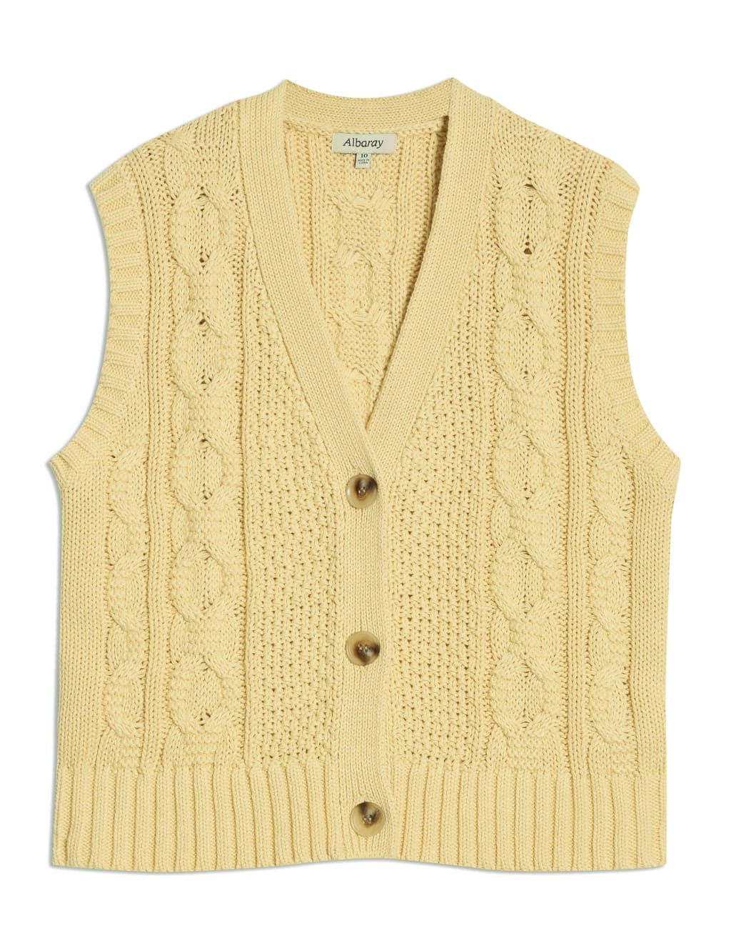 Pure Cotton Cable Knit V-Neck Button Through Knitted Vest 2 of 6