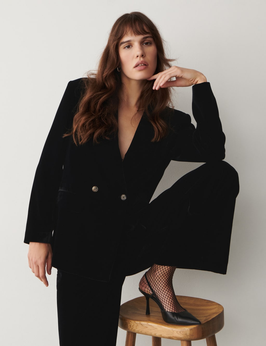Velvet Double Breasted Blazer 2 of 3