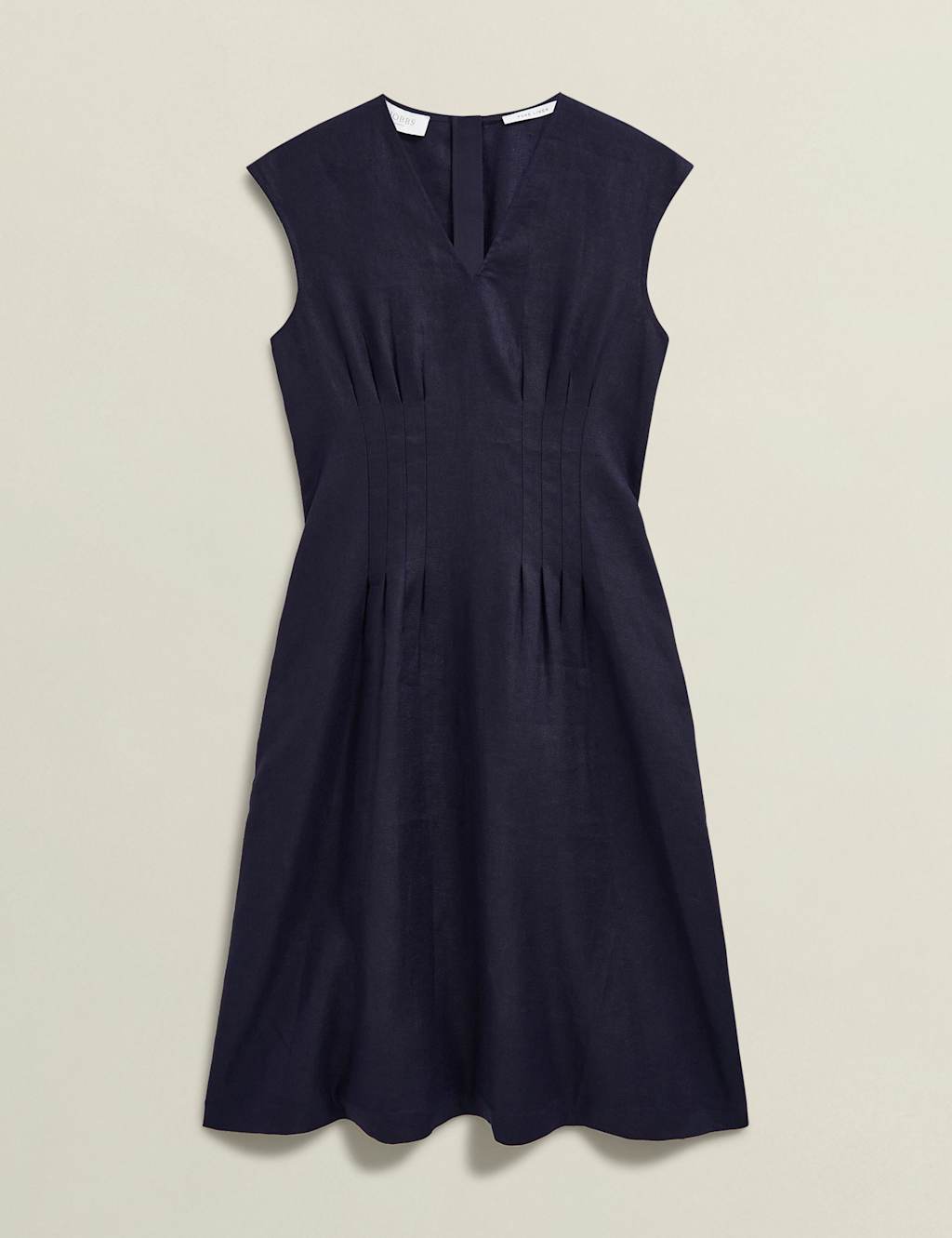 Pure Linen V-Neck Knee Length Skater Dress 2 of 9