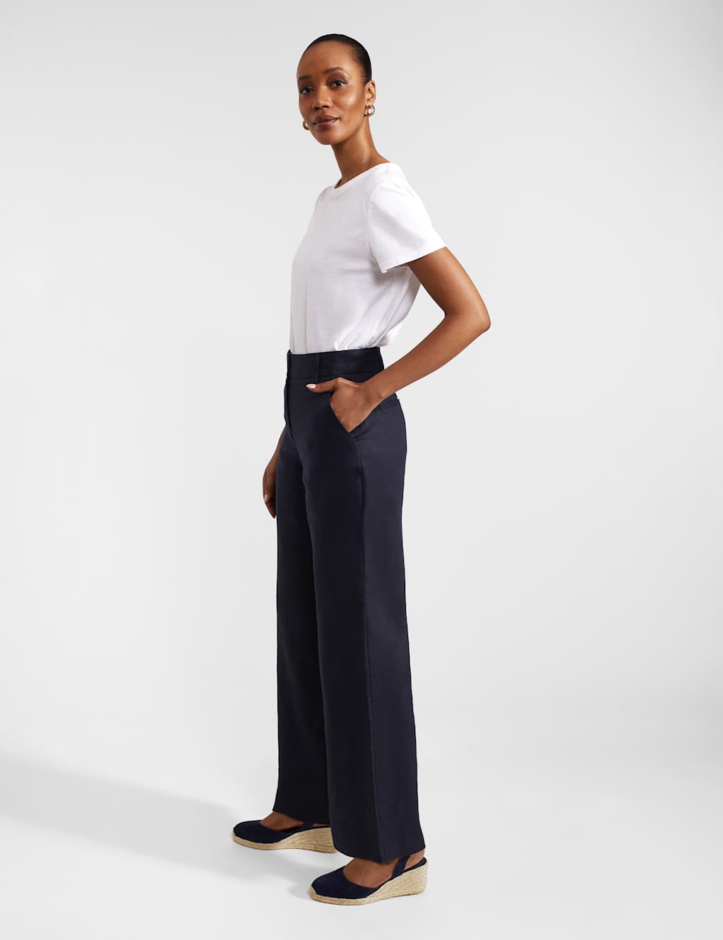 Pure Linen Wide Leg Trousers 4 of 7