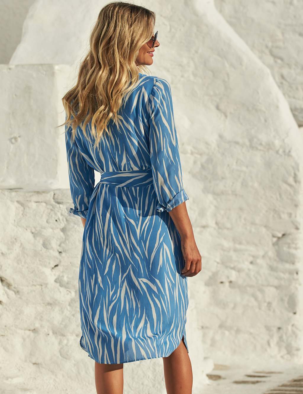 Animal Print Belted Midi Shirt Dress 3 of 7