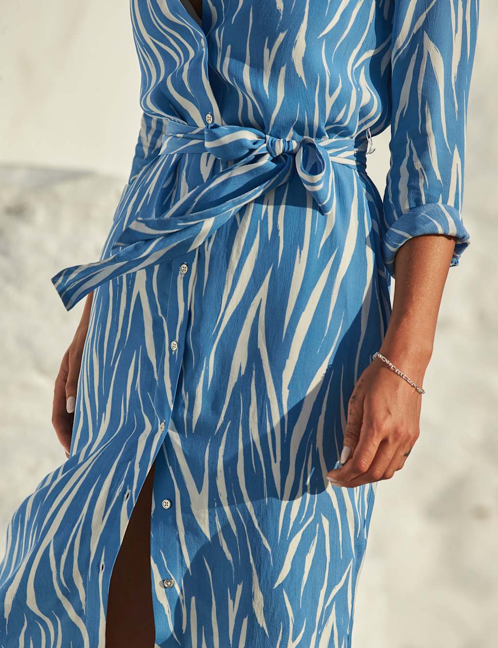 Animal Print Belted Midi Shirt Dress 6 of 7