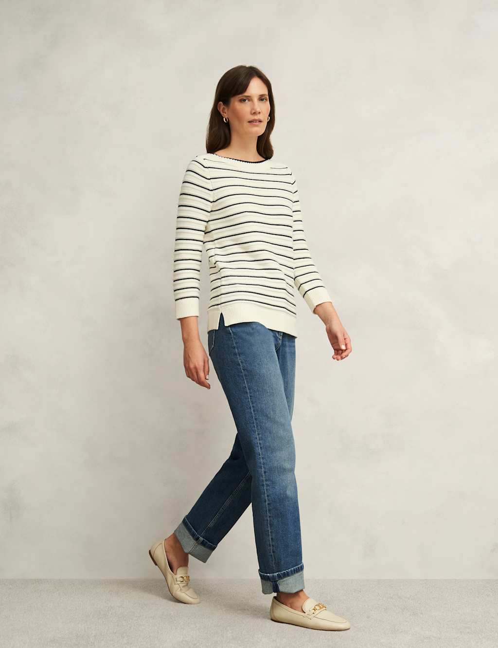 Pure Cotton Striped Textured Jumper 3 of 8