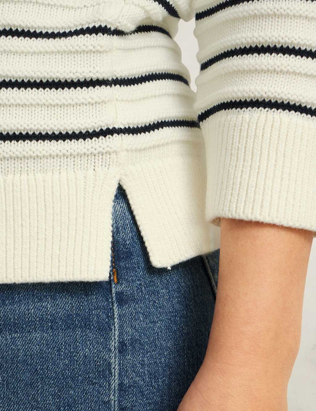Pure Cotton Striped Textured Jumper 7 of 8