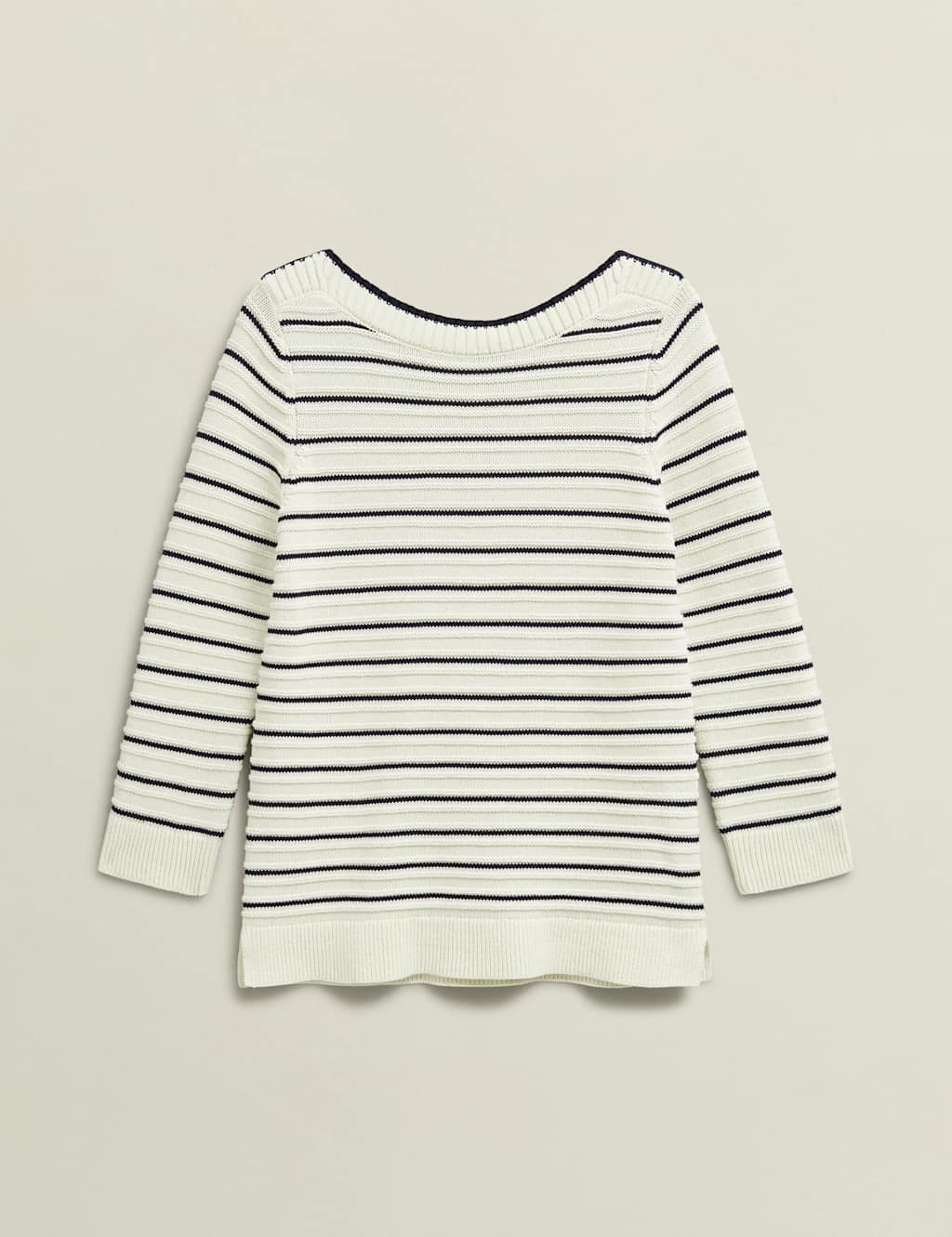 Pure Cotton Striped Textured Jumper 2 of 8