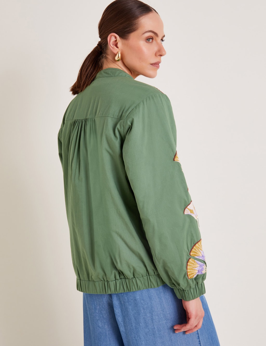 Pure Cotton Embroidered Bomber Jacket Monsoon M S