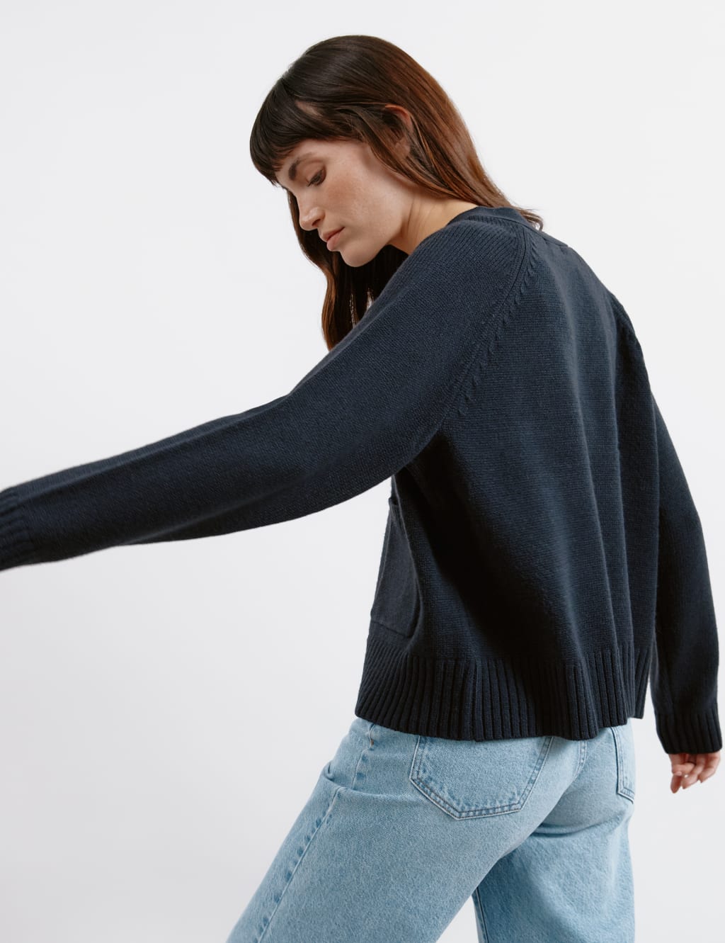 Relaxed V-Neck Cardigan with Wool 4 of 5