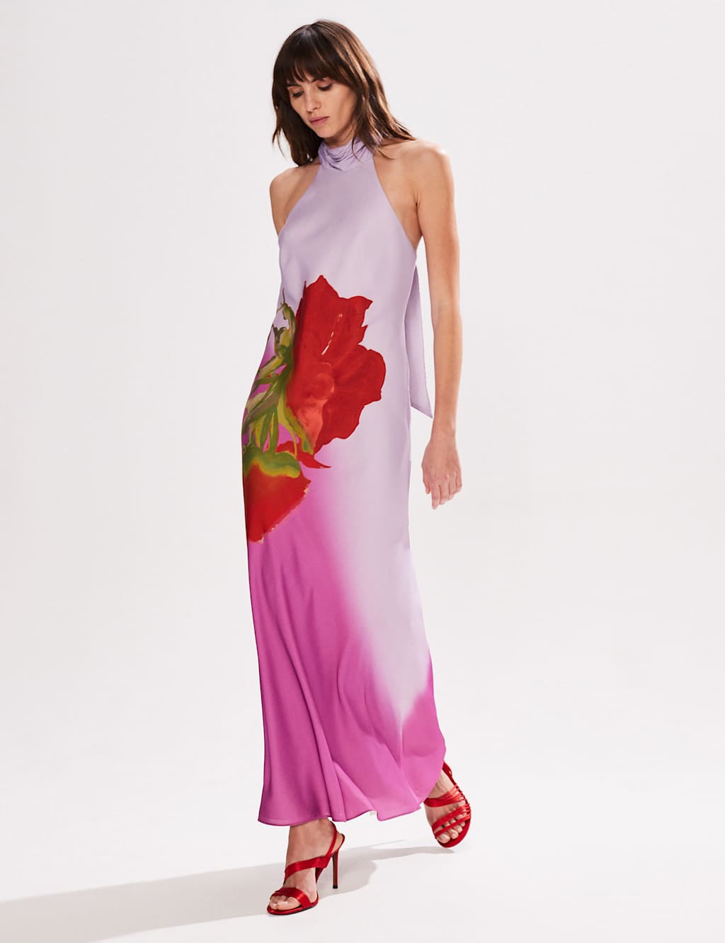 Floral Halter Neck Maxi Column Dress 2 of 4
