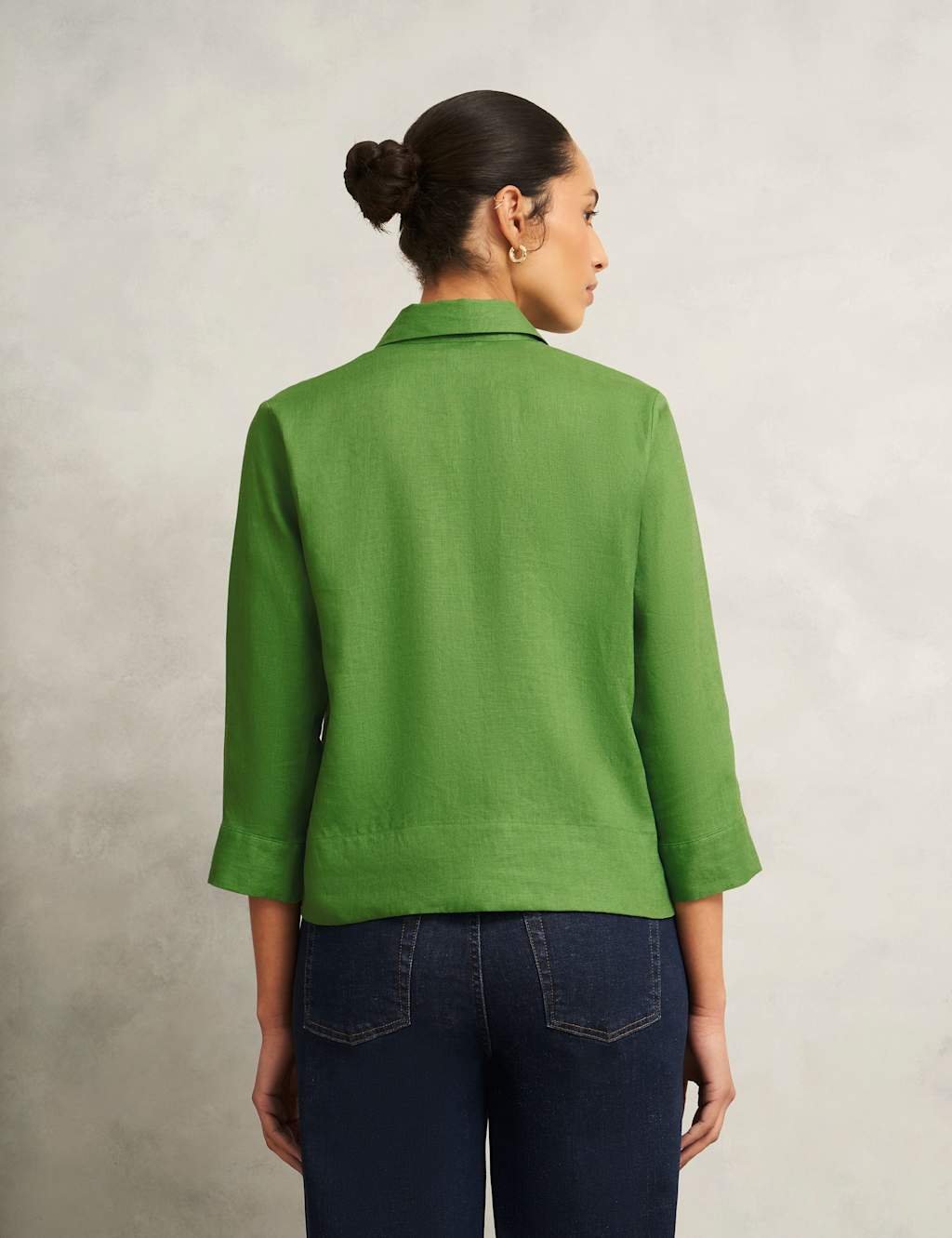 Pure Linen Collared 3/4 Sleeve Shirt 4 of 6