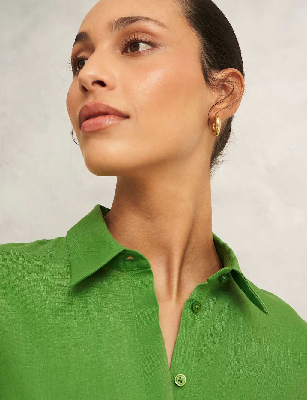 Pure Linen Collared 3/4 Sleeve Shirt 5 of 6
