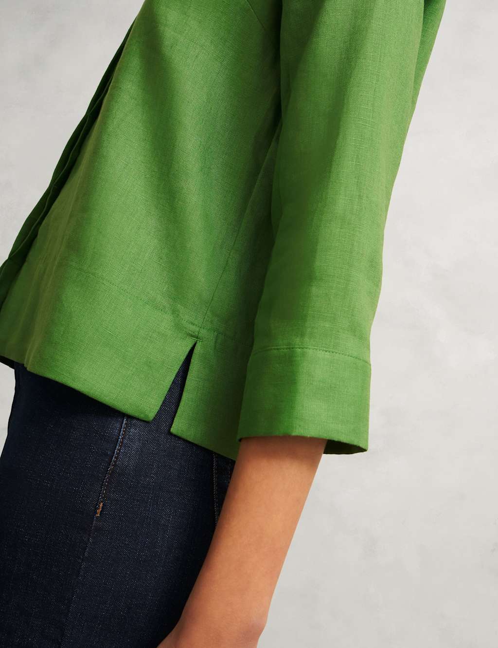 Pure Linen Collared 3/4 Sleeve Shirt 6 of 6