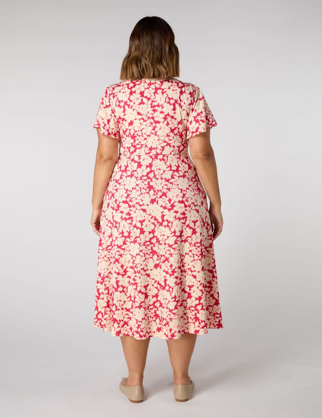 Jersey Floral V-Neck Midi Wrap Dress 3 of 3