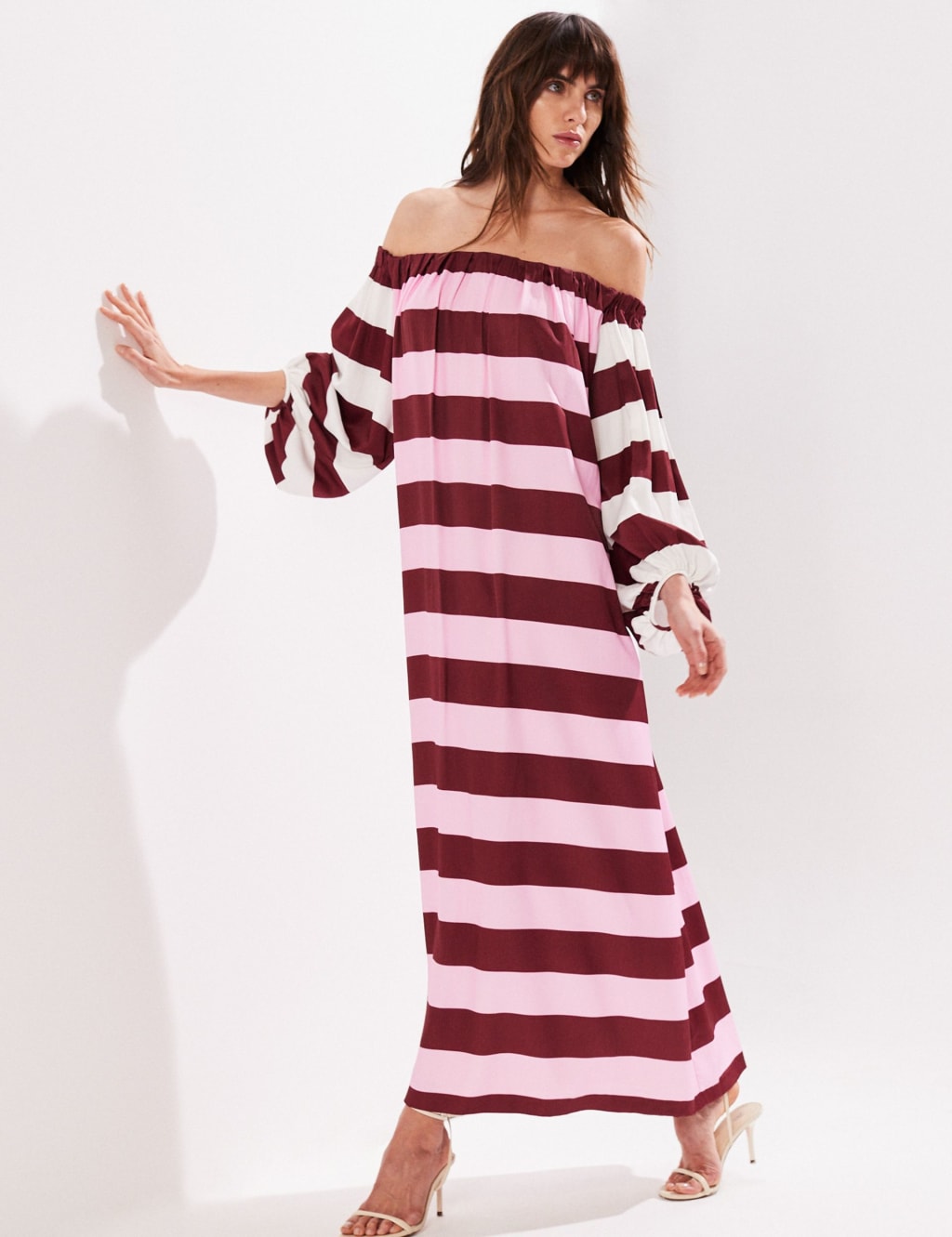 Striped Bandeau Maxi Relaxed Swing Dress 1 of 3