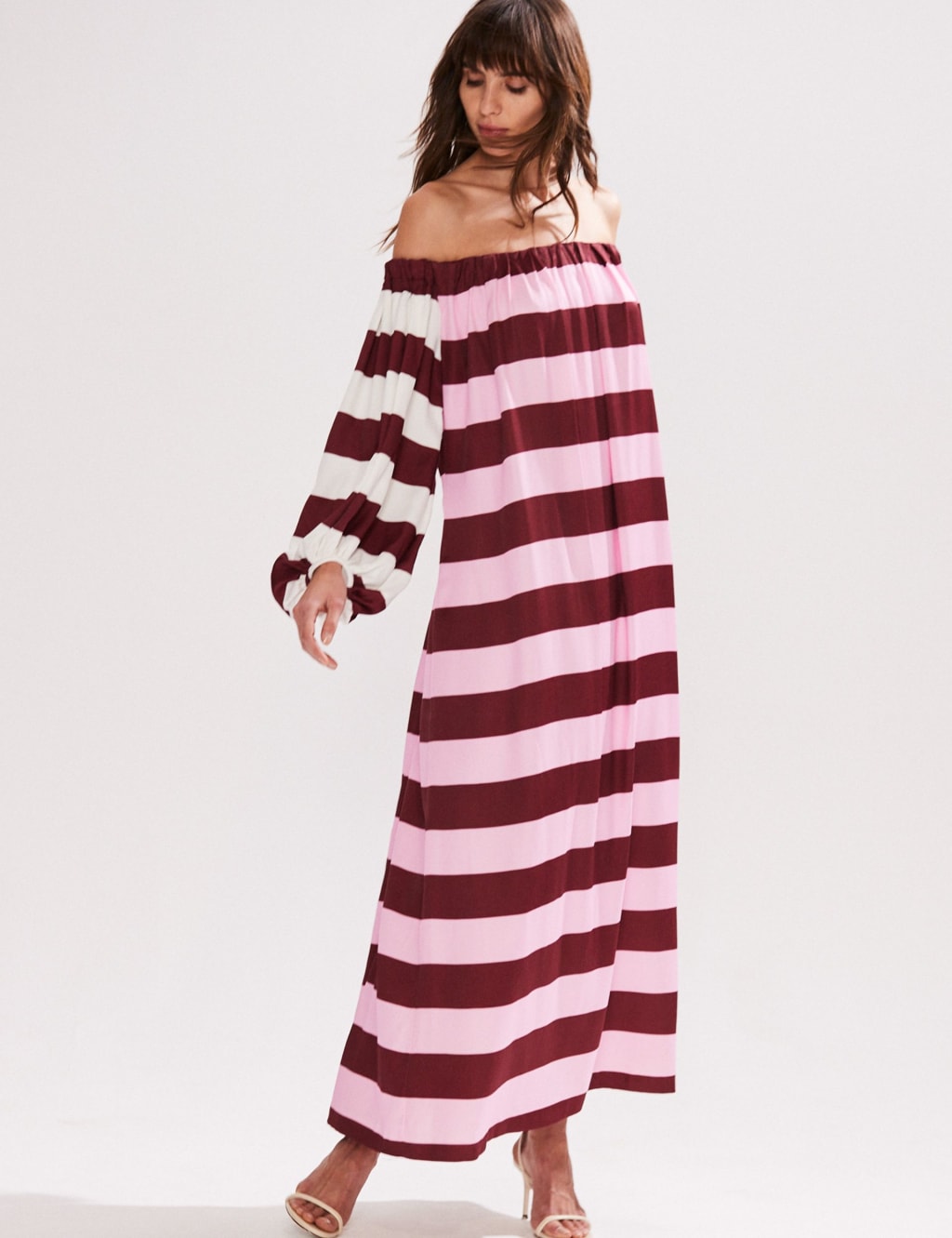 Striped Bandeau Maxi Relaxed Swing Dress 2 of 3