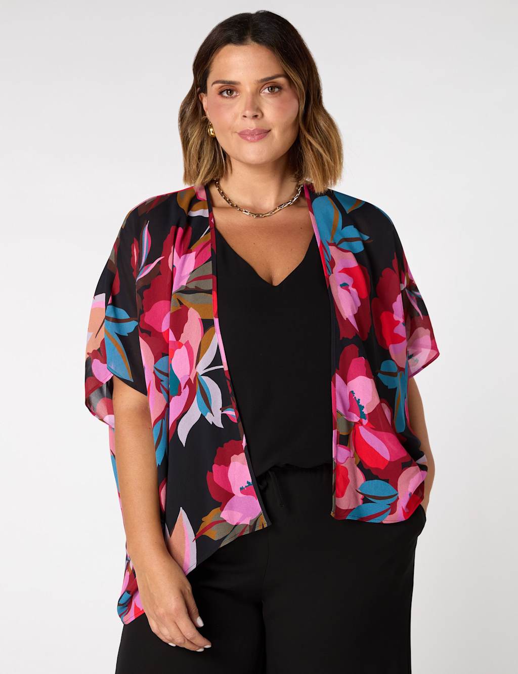 Floral Collarless Kimono Top 3 of 5
