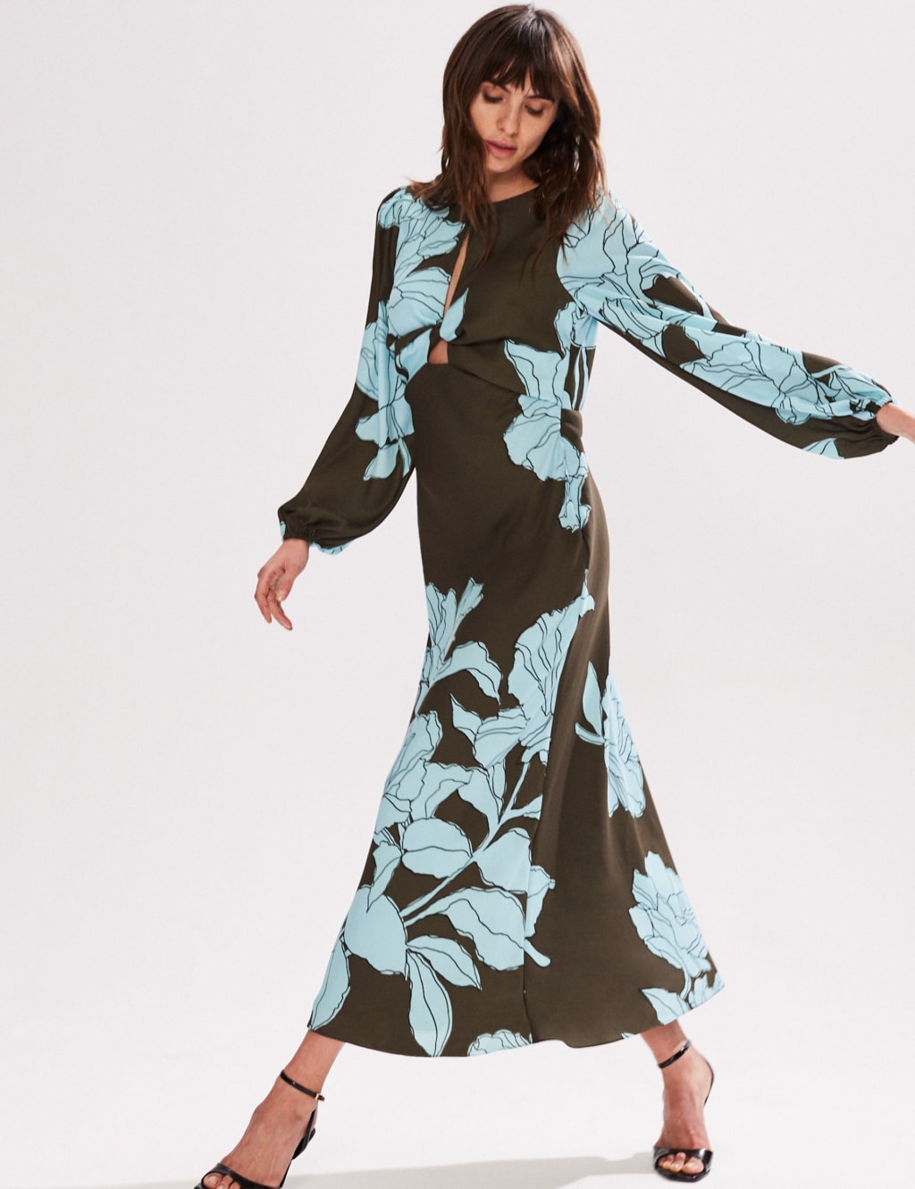 Floral Twist Front Midi Tea Dress 2 of 4
