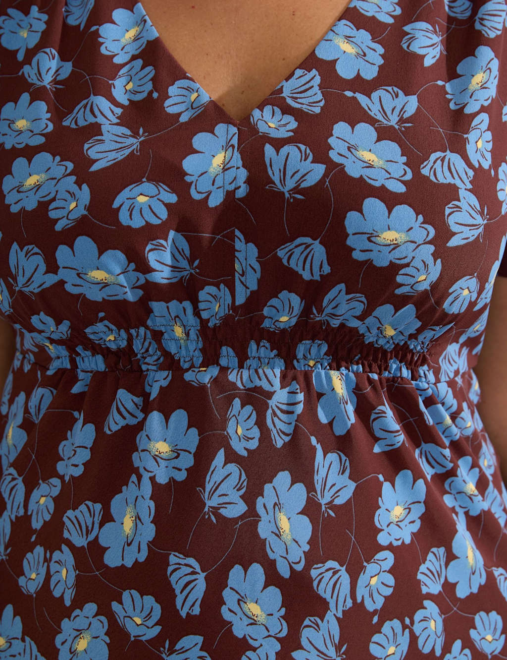 Floral V-Neck Shirred Midi Tea Dress 3 of 4