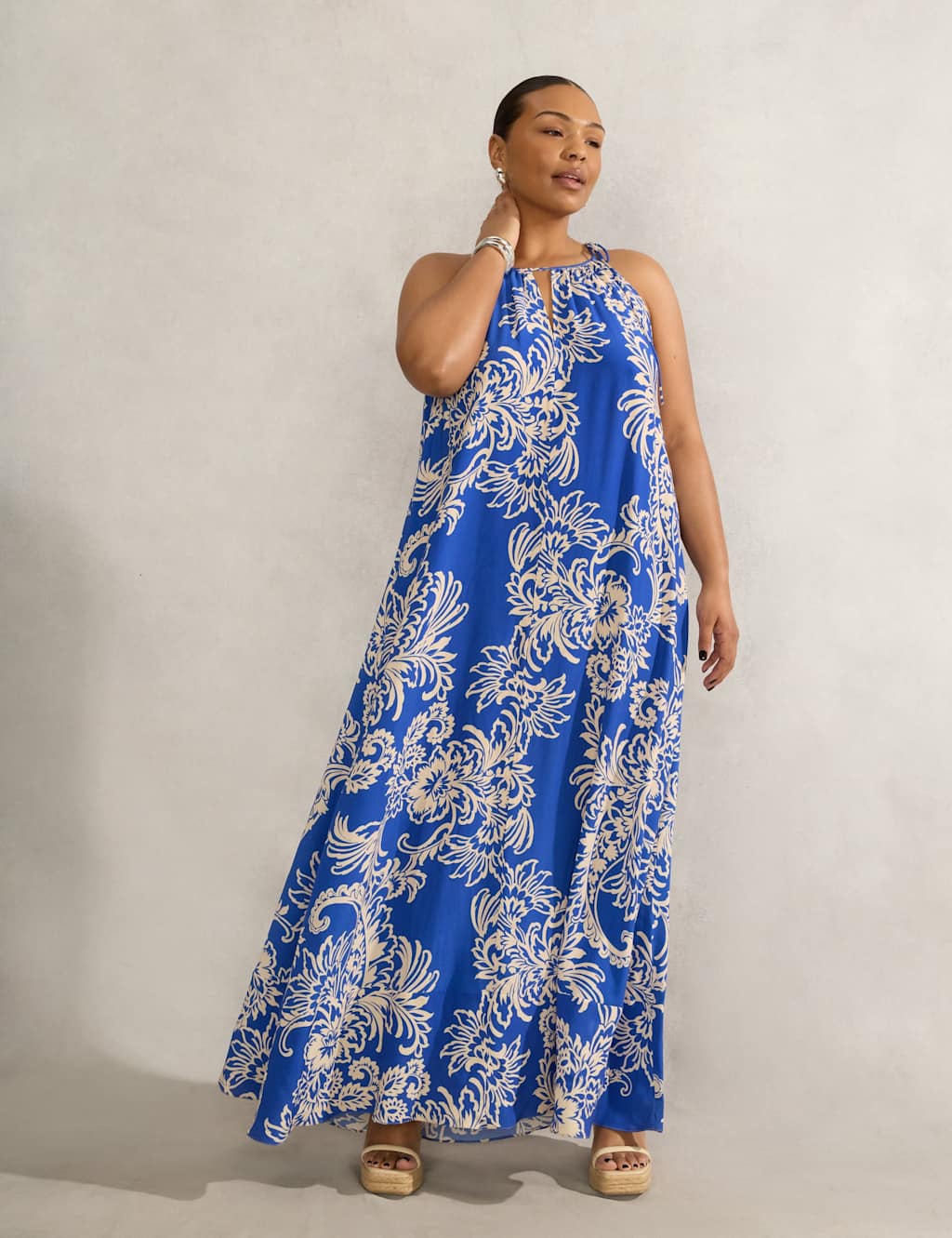 Floral Halter Neck Keyhole Midaxi Tea Dress 4 of 6