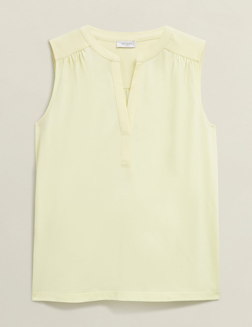 Cotton Blend Collarless Notch Neck Sleeveless Blouse 2 of 6