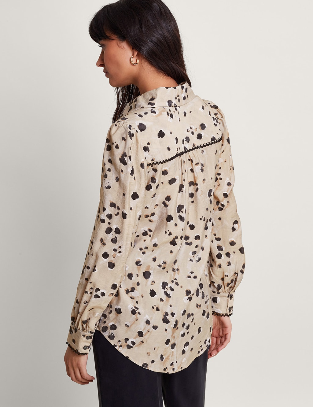 Satin Animal Print Collared Blouse 2 of 4